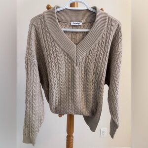 Women's Cable Knit Sweater - Tan